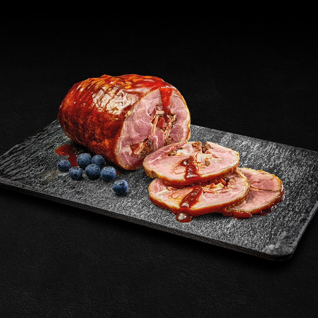 Enrollado de Cerdo con Guindones y Tocino