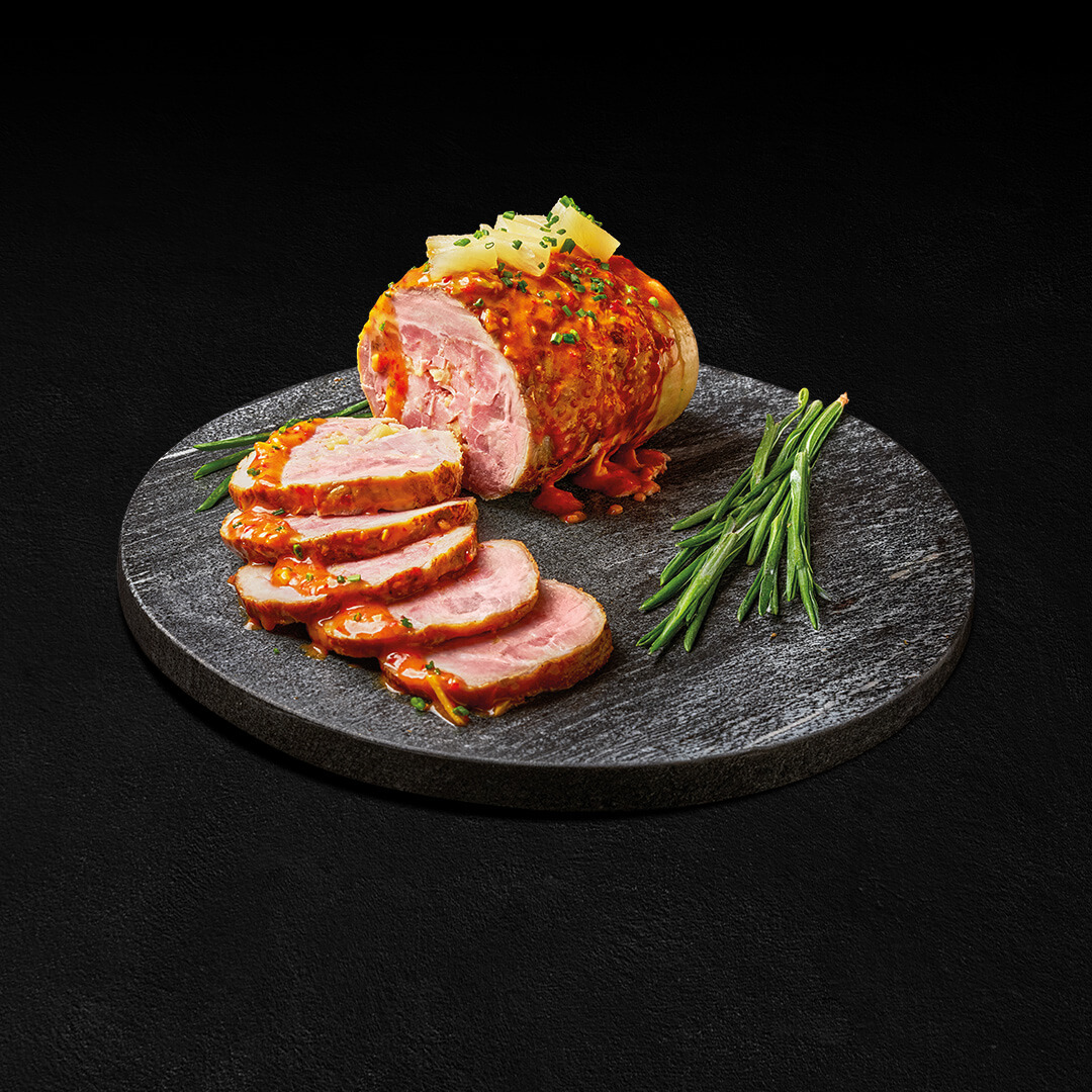 Enrollado de Cerdo con Jamón y Piña